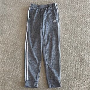 Adidas Heather Gray Joggers with White Accents
